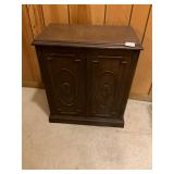 Brown wooden hamper cabinet