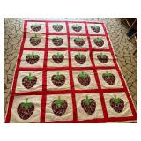 Hand Sewn Strawberry quilt 66 x 81