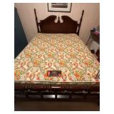 Wood queen bed, box spring and mattress set
