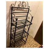 Black metal shelf rack