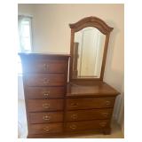 Heavy wooden dresser with mirror - nice