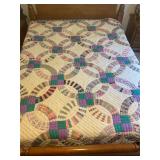 Hand sewn wedding ring quilt 64 x 84