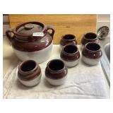 Bean Pot and 6 cup mug bowls