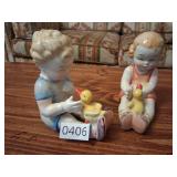 Japanese ceramic figurines - boy and girl