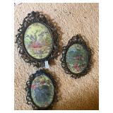 3- vintage oval pictures