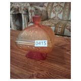 Jeanette Amberina 125 Oak Leaf Acorn Candy Dish