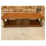 Long heavy wood coffee table