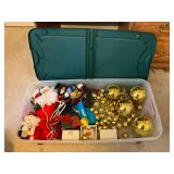 Christmas decorations, and underbed storage tote