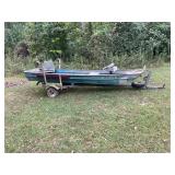 14 ft flat bottom boat and trailer - needs tires