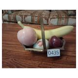 Ceramic fruit in a copper style basket