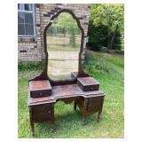 Antique wooden vanity with mirror