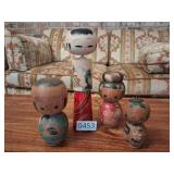 Wooden Kokeshi Dolls Bobble Head & Stand Japanese