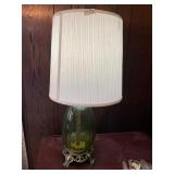 Vintage green glass globe table lamp