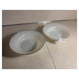 2 vintage anchor hocking milk glass bowls