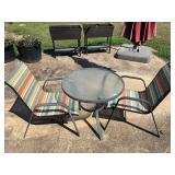 Round patio table and two chairs