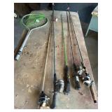 Fishing rod and reels and dip net