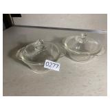 2 - 8oz clear fireking dishes with lids