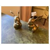 Pair of vintage brass rabbits