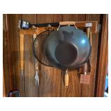 All utensils hanging on the rack