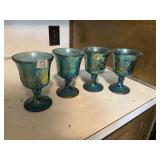 4- purple, grape  pattern, depression goblets