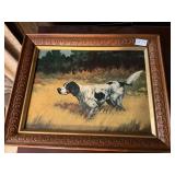 Vintage framed bird dog picture