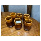 6 brown/amber drip glaze mugs