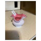 White and pink Fenton vase