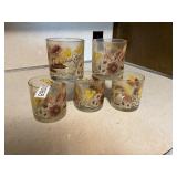 5- vintage flowered cocktail glasses
