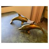 Pair of vintage brass dolphins