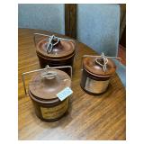 3 brown crock/cansiters