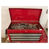 Red tool box with tools