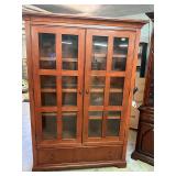 Lighted wood cabinet hutch