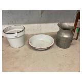 Porcelain pans and pitcher