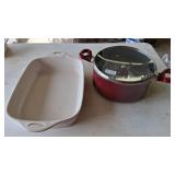 New T-fal pot and Stoneware Baking Dish