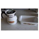 Corningware spice of life coffee pot and loaf pan