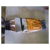 pair of welding sleeves and leather gloves