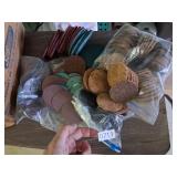 box full of misc size type abrasive pads