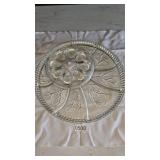 Clear Glass Pebble Leaf Deviled Egg Relish Dish