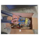 bolt cutters and box of misc tools
