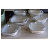 6-Corning Ware Casserole Dishes with Lids