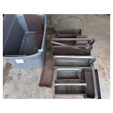 tote of metal parts cleaner trays various sizes