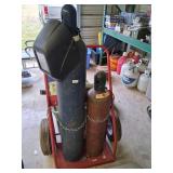o2 and acetylene bottles and cart