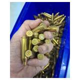 blue bin with brass