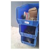 3 Stackable Bins and contents