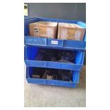 3 stackable bins and contents