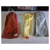 pair of kevlar sleeves and welding gloves