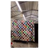 Handmade white multi color square quilt