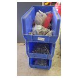 3 stackable bins and contents