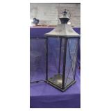 Tin & Glass Large Candle Holder. Measures