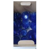 Lot of 27pcs Blue Glass Teacups, Small Plates,